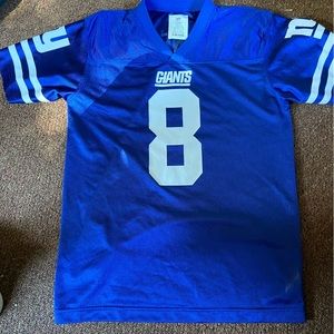 OFFICIAL NFL football youth jersey. Giants #8 Daniel Jones. Dress like a hero.